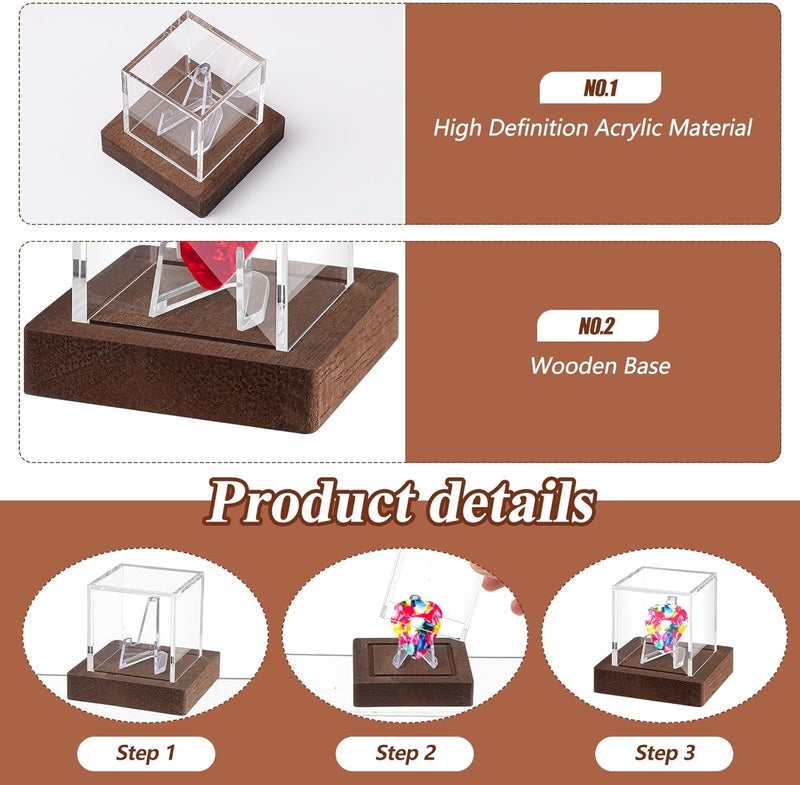 DoubleFill 3 Pcs Acrylic Guitar Pick Display Box Case with Wooden Base Clear Guitar Pick Holder Storage Box for Collectible Picks Decoration Memorabilia - Image 3